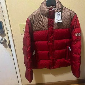 Coach new color block signature puff jacket